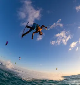 People enjoy the thrill of water surfing in Dubai.